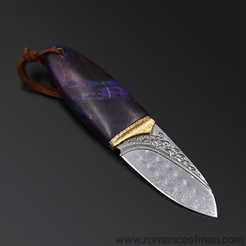 The phantom Olive Damascus steel pocket knife-Romance of Men